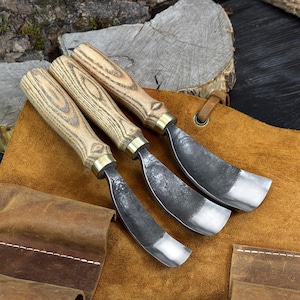 Hand-Forged Bent Gouges, 52100 Steel Blades, Wood Hollowing Tools, Gift for Woodworker