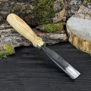 Wood Carving Gouge, Hand-Forged 52100 Steel Blade, Spoon & Bowl Making Tool