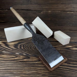 Hand-Forged Timber Slick Chisel with Sheath. Woodworking Tool. Carbon Steel Blade. Ash Wood Handle. Framing Chisel. Gift for Woodworker.