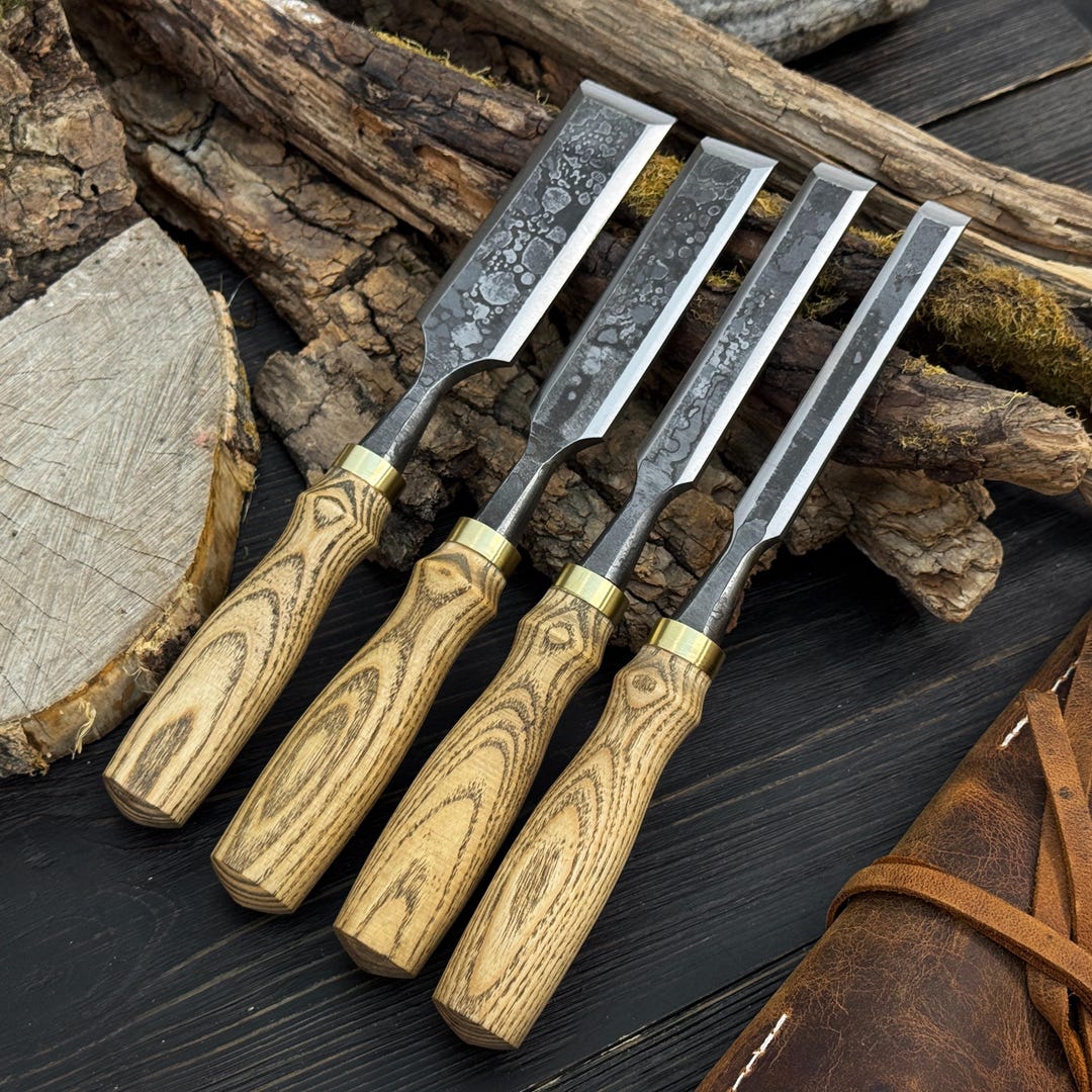 Hand-forged Wood Carving Chisels. Carbon Steel Blades. Ash Handles ...