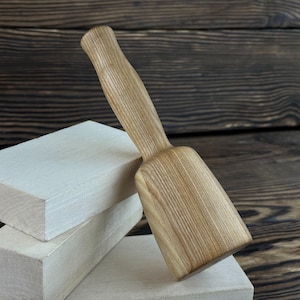 Handmade Small Wooden Mallet. Wood Carving Tool. Balanced Design with Ergonomic Ash Handle. Ideal for Precision Work. Gift for Beginner.
