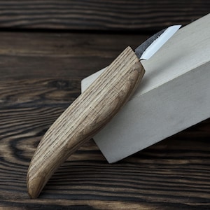 Hand-Forged Small Whittling Knife. Wood Carving Tool. Carbon Steel Blade. Ergonomic Ash Handle. Precision Shaping Knife. Gift for Woodcarver