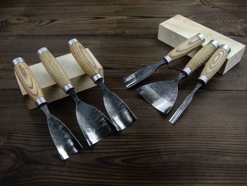 Forged Rounded Gouge Set 6pcs. Wood Carving Chisel Set. Woodworking ...