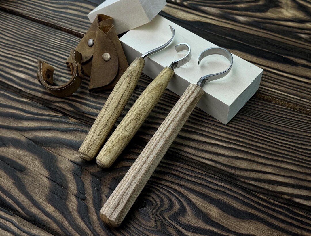 3-piece Hand-forged Spoon Carving Tool Set. Bowls Carving Knife ...