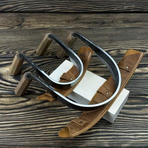 Hand-Forged Half-Rounded Drawknife Set 2 Pcs. Spoon Cutter Knife for Two-Handed. Ash Handles. Carbon Steel Blades. Carpentry Tools. Gift Dad