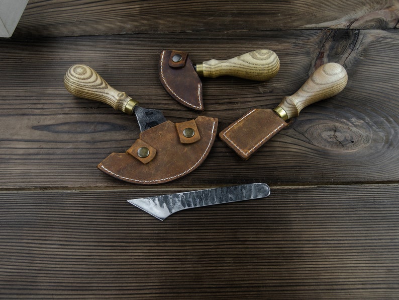 4piece Hand Leather Knife Set. Leatherworking Knives. Leather
