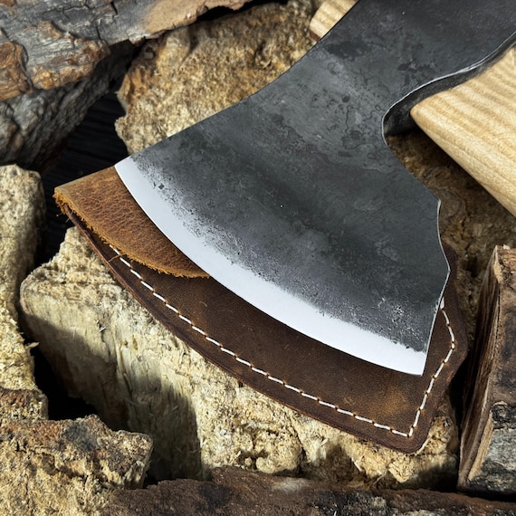 Hache Bushcraft Forgée Main Acier Carbone - Hache D'allumage Avec Fourreau UK