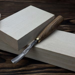 Bent Carving Hand-Forged Gouge. Woodworking Tools. Ergonomic Ash Handle. Carbon Steel Blade. Genuine Leather Sheath. Gift for Woodcarver.