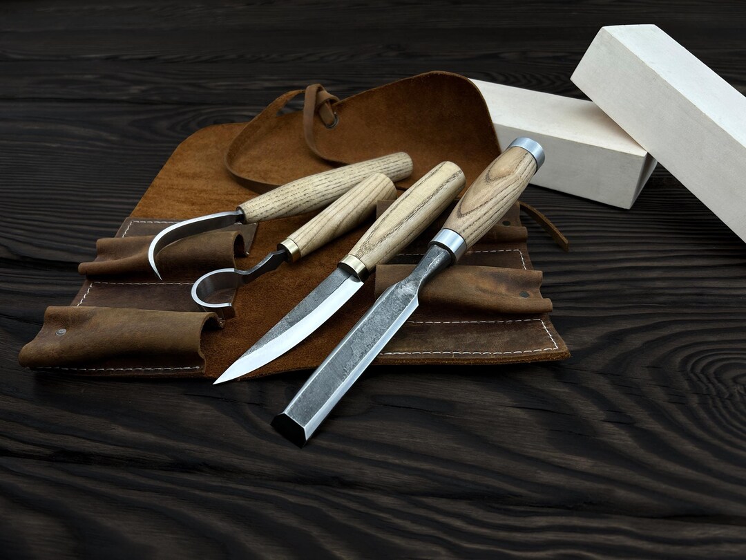 Hand-forged Spoon Carving Tool Set 4-piece. Wood Carving Knives. Carbon ...