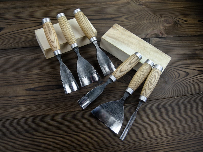 Forged Rounded Gouge Set 6pcs. Wood Carving Chisel Set. Woodworking ...
