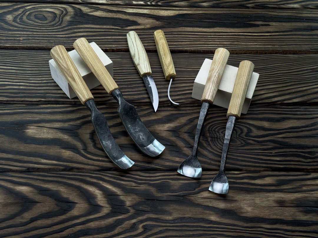 Hand-forged Wood Carving Knife Set. Tools for Carving Spoons and Bowls ...