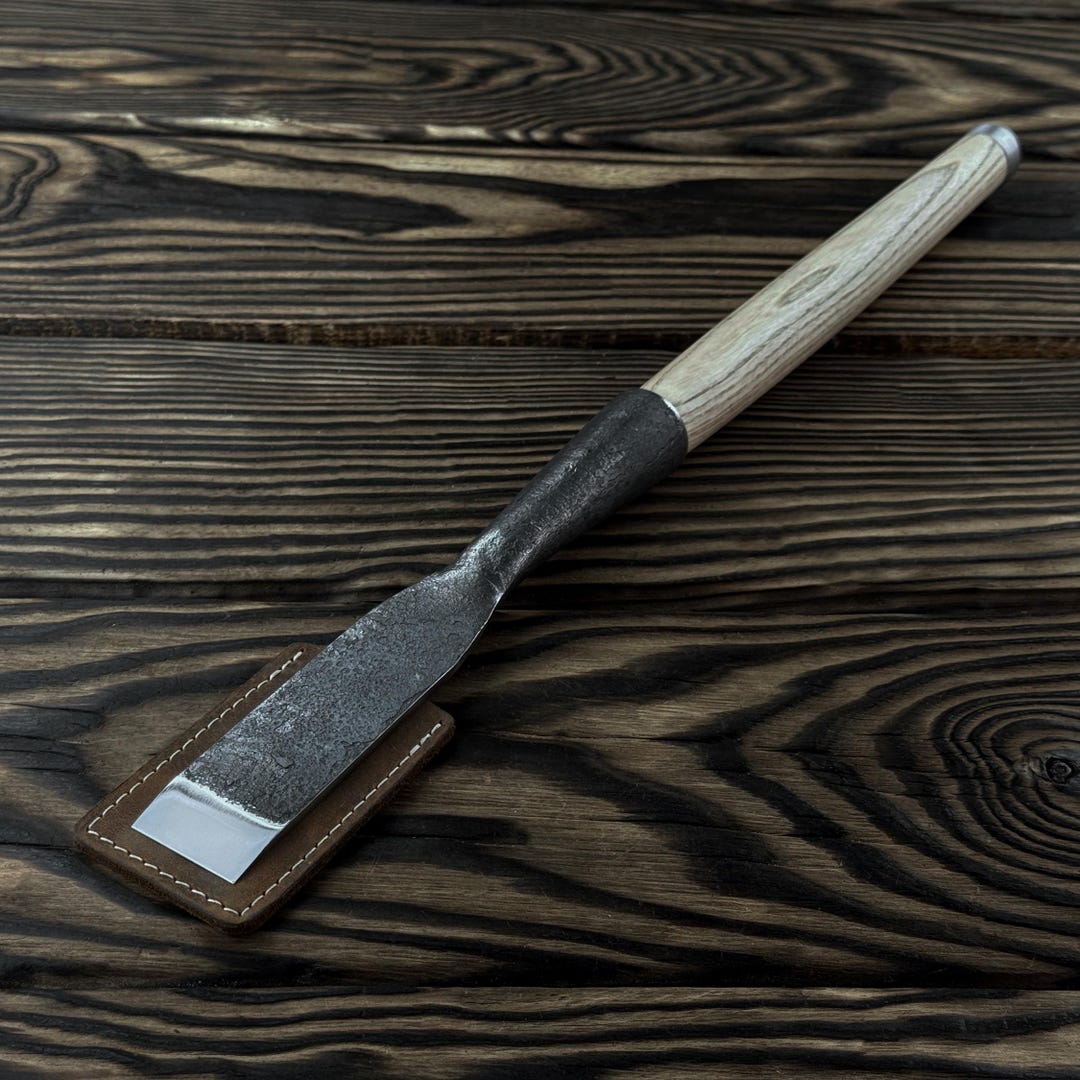 Hand-forged Straight Slick Chisel. 52100 Steel Blade. Ergonomic Ash ...