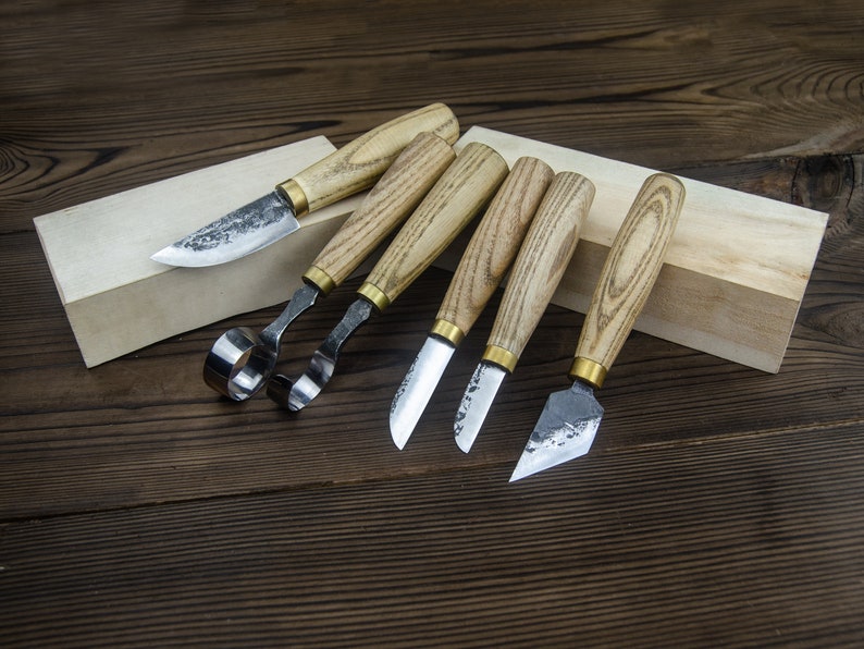 Hand Wood Carving Knife Set 6 PCS. Chip Carving Knife. Whittling