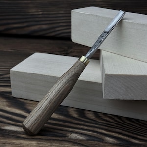 Straight Carving Hand-Forged Gouge. Wood Carving Tool. Carbon Steel Blade. Ash Handle. Sculpting Chisel with Leather Sheath. Gift for Carver