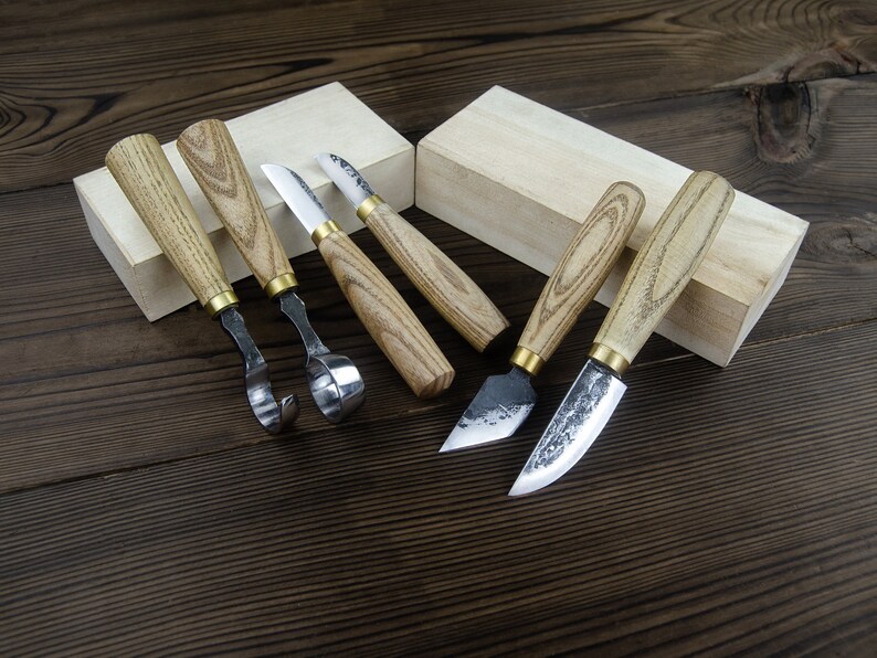 Hand Wood Carving Knife Set 6 PCS. Chip Carving Knife. Whittling