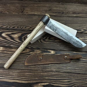 Hand-Forged Splitting Froe. Woodworking Tool. 52100 Carbon Steel Blade. Ergonomic Ash Handle. Firewood Splitting Tool. Gift for Father.