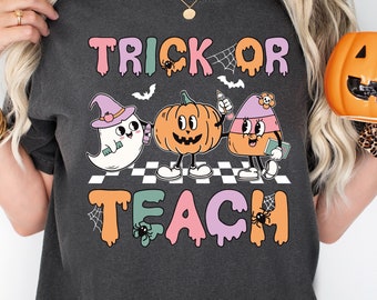 Trick or Teach Shirt, Halloween Teacher Shirt, Spooky Season Shirt, Ghost Teacher Pumpkin Shirt, Fall Teacher Shirt, School Halloween Party