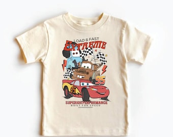 Peutershirt Disney Cars, T-shirt Lightning McQueen, shirts Cars Pixar, Disney Tow Mater-shirt, Load And Fast Extreme, T-shirt Disney Cars Kid