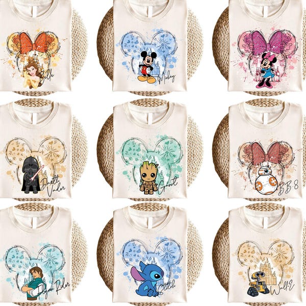 Camiseta de todos los personajes de Disney, camiseta de Mickey Friends, camiseta de Toy Story, camiseta de Star Wars, camiseta de princesas de Disney, camiseta familiar a juego de Disneyland