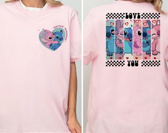Disney Better Together-tröja, Stitch Angel-tröja för alla hjärtans dag, söt parromantisk t-shirt, Disneyland-smycketidströja, älskar dig Stitch-tröja