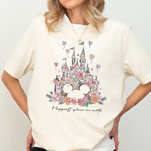 Happiest Place on Earth Shirt, Disney Floral Castle Shirt, Magic Kingdom Shirt, Disneyland Magical Kingdom Shirt, Disneyworld Shirt