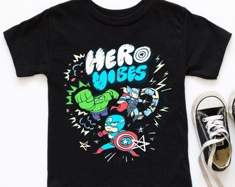 Hero Vibes Shirt,  Superhero Shirts, Toddler Captain America Shirts, Thor And Hulk Shirt,  Boys Superhero Tee