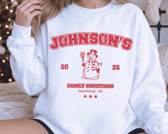 Custom Christmas Family Sweatshirt, Matching Christmas Party Hoodie, Santa And Reindeers T-shirt