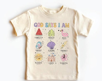 God Says I Am Toddler Shirt, Christian Kids Shirt, Bible Verse Shirt, Christian Faith Shirt, Religious Toddler Tee, Cute Jesus Shirt