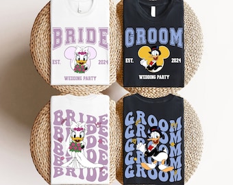 Bride & Groom Shirt, Daisy And Donald Duck Matching Bach Shirt, land Bachelorette Party Tee, Wedding Party Shirts