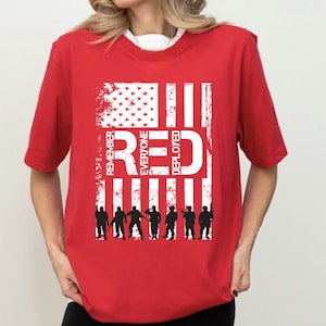 We wear Red Remember Everyone Deployed Shirt, I Wear Red On Friday For My Son Shirt, American Flag Shirt, US Veteran Shirt, RED Friday Shirt