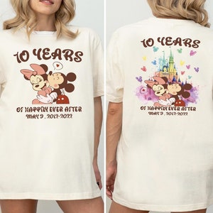 Mickey & Minnie 10 Years of Happily Ever Shirt, Disney 10 Years Love Sweater, Disneyland Anniversary Gift Shirt, Mickey Minnie Valentine Tee