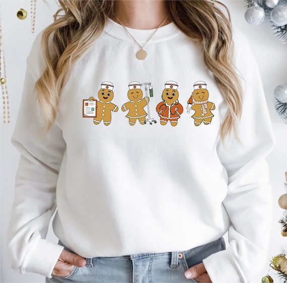 Nurse Christmas Sweetshirt, Ginger Bread Nursing Shirt, Funny Cookies Xmas T-shirt, Emergency Xmas Vibes Tee, Xmas Medical Staff Gift Hoodie
