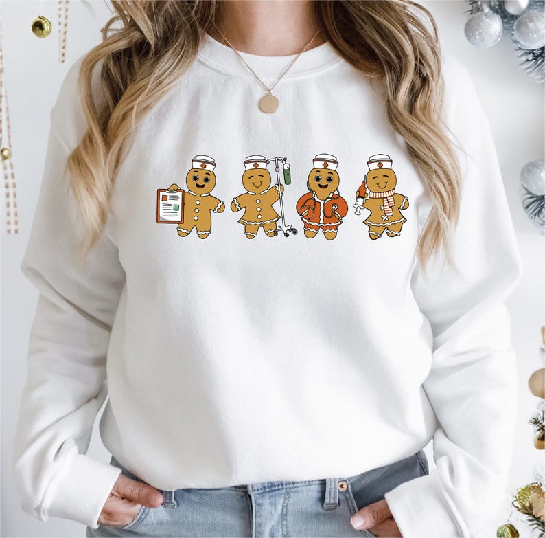 Nurse Christmas Sweetshirt, Ginger Bread Nursing Shirt, Funny Cookies Xmas T-shirt, Emergency Xmas Vibes Tee, Xmas Medical Staff Gift Hoodie