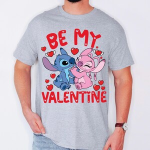 Disney Stitch Angel Be My Valentine Shirt, Disney Valentines Day T-Shirt, Cute Couple Romance Tee, Disneyland Honeymoon Trip Sweatshirt
