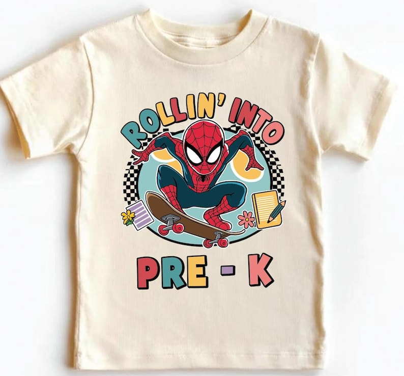 Rollin Into Pre-K School Shirt, Disney Marvel Spiderman School Shirt, First Day Of School Shirt, Back to School Shirt, School Kids Shirt
