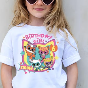 SuperKitties Birthday Girl Shirt, Custom Super Cat Kids T-Shirt, Disney Family Matching Tees, Personalized Kitties Party Theme Sweatshirt