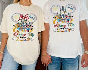 Chemise voyage 2026, t-shirt Mickey et Minnie personnalisé, chemise vacances en famille au pays, t-shirt Walt World 2026, chemise château