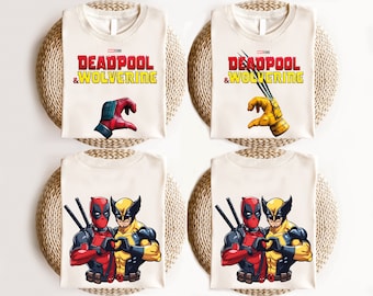Camiseta Deadpool Wolverine com Coração na Mão, Camiseta de Super-Herói, Camiseta de Anti-Herói, Camiseta, Camiseta de Férias