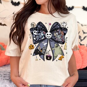 Nightmare Before Coquette Bow Sweatshirt, Jack Skellington Sally Halloween Shirt, Oogie Boogie Bash Tee, Disneyland Halloween T-Shirt