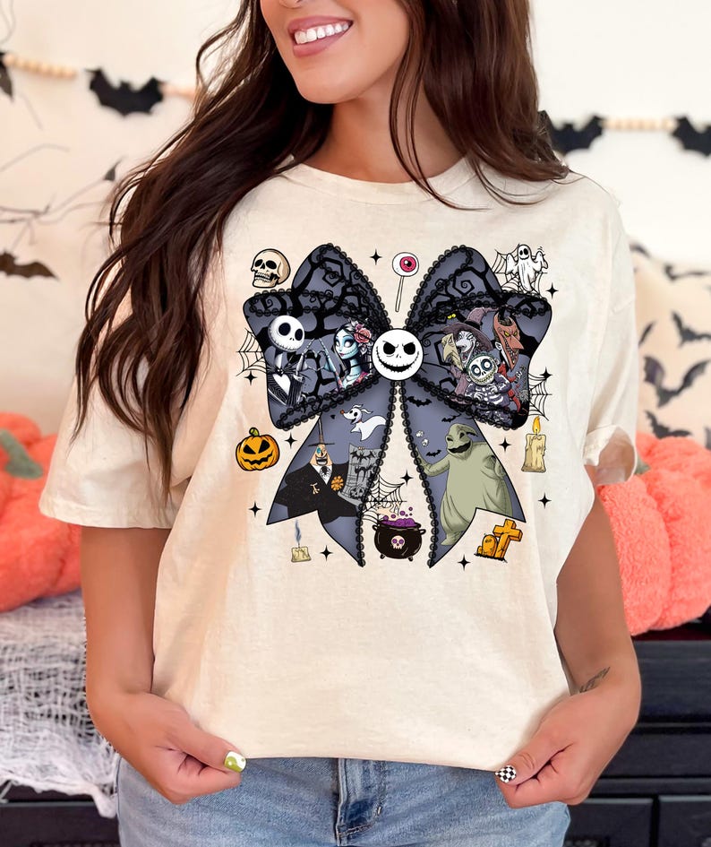Nightmare Before Coquette Bow Sweatshirt, Jack Skellington Sally Halloween Shirt, Oogie Boogie Bash Tee, Disneyland Halloween T-Shirt