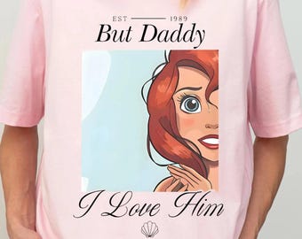 Maar shirt papa ik hou van hem, T-shirt kleine zeemeermin, op prinses Ariel geïnspireerd T-shirt, meisjestrui uit 1989, WDW magische vakantie ronde hals