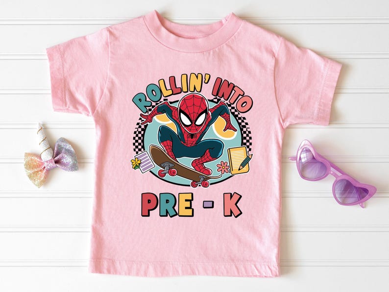Rollin Into Pre-K School Shirt, Disney Marvel Spiderman School Shirt, First Day Of School Shirt, Back to School Shirt, School Kids Shirt