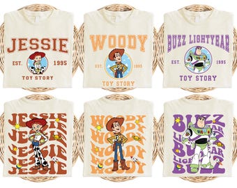 Alle Charaktere Shirt, Pixar Shirt, Woody Jessie Buzz Lightjahre Aliens T-Shirt, Familien Urlaubs T-Shirt, BTW Reise T-Shirt
