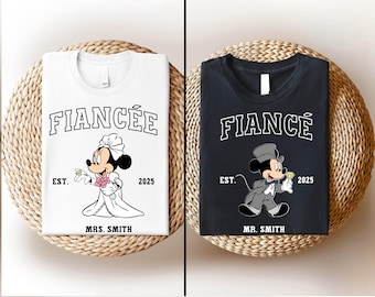Custom Mrs. & Mr. Shirt, Disney Fiance Fiancee Era T-Shirt, Minnie Mrs. Mickey Mr. Tee, Matching Engaged Shirt, Disneyland Custom Couple Tee