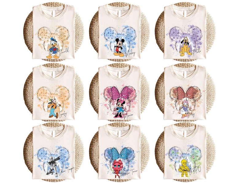 Camiseta de todos los personajes, camiseta de Mickey y sus amigos, camiseta, camiseta, camiseta de princesa, camiseta a juego para toda la familia. imagen 2