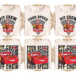 Four Speed Cars Birthday Shirts, Pit Crew Family Shirt, Lightning McQueen Birthday Boy Tee, 2025 Lightning McQueen Birthday Party Shirt