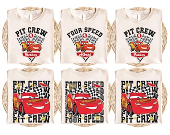 Four Speed Cars Birthday Shirts, Pit Crew Family Shirt, Lightning McQueen Birthday Boy Tee, 2025 Lightning McQueen Birthday Party Shirt