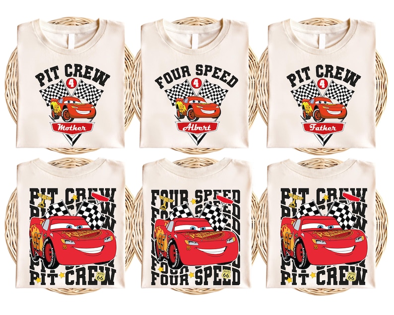 Four Speed Cars Birthday Shirts, Pit Crew Family Shirt, Lightning McQueen Birthday Boy Tee, Lightning McQueen Birthday Party Shirt