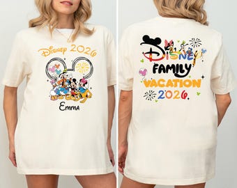 Camiseta Férias em Família na Disney 2026, Camiseta Personalizada para a Família, Camiseta do Mickey e Amigos, Camiseta Viagem em Família à Disneylândia, Camiseta Personalizada do Mickey