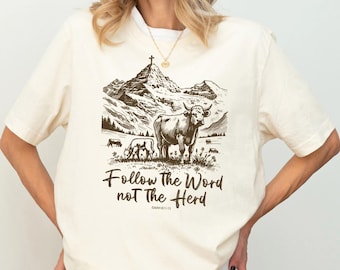 Christian Western Shirt, Follow The Word Not The Herd T-shirt, Isaiah 8:11-13 Tee, Bible Verse Sweatshirt, Religious Crewneck, Jesus Hoodie
